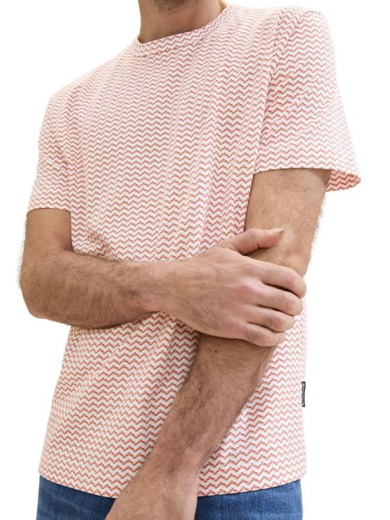 Tom Tailor Men Casual allover printed t-shirt (1041792/35603 marocco orange zig zag des) - WeekendMode
