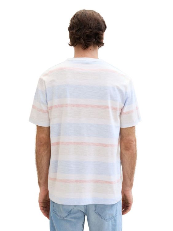 Tom Tailor Men Casual inside printed t-shirt (1041790/35786 blue beige blockstripe) - WeekendMode