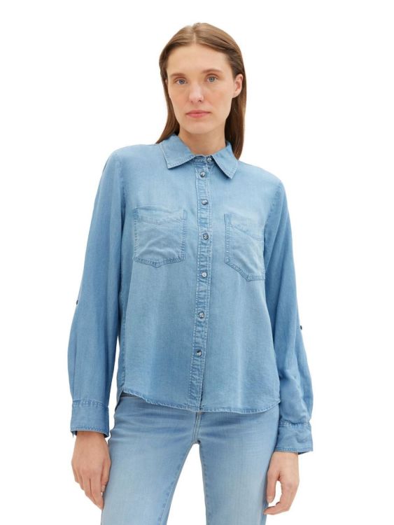 Tom Tailor Women blouse denim look NOS (1041221/10113 Clean Mid Stone Blue Denim) - WeekendMode
