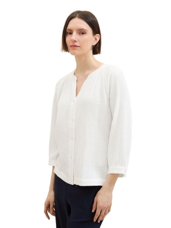 Tom Tailor Women crinkle structure blouse (1041676/10315 Whisper White) - WeekendMode
