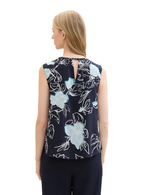 Tom Tailor Women feminine blouse top (1041695/35283 navy blue flower design) - WeekendMode