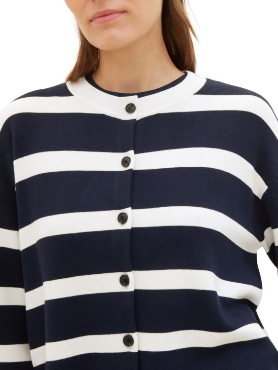 Tom Tailor Women knit cardigan striped (1040999/35236 navy offwhite stripe knit) - WeekendMode