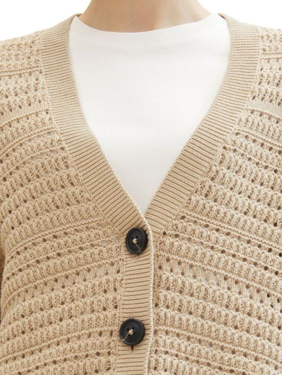 Tom Tailor Women knit cardigan structured (1041213/11485 Sandy Beige) - WeekendMode