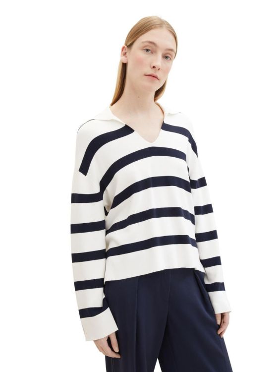 Tom Tailor Women knit pullover striped (1040998/35067 offwhite navy stripe knit) - WeekendMode