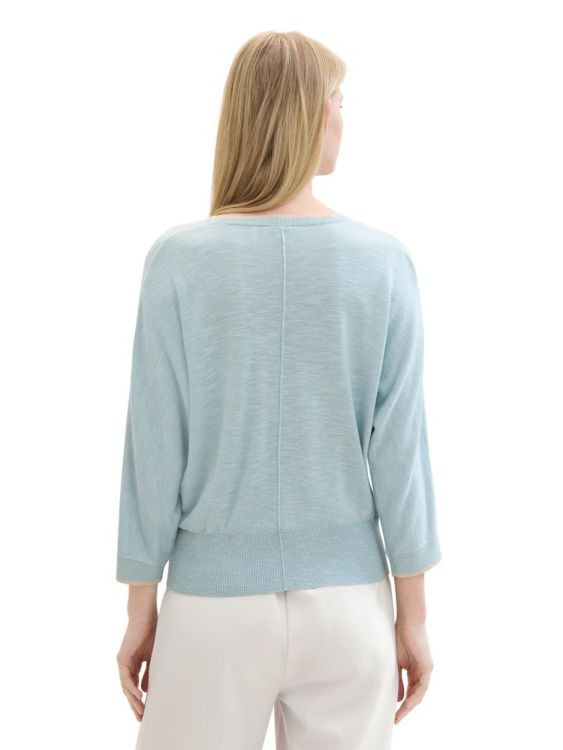 Tom Tailor Women knit pullover with tipping (1041578/30463 dusty mint blue) - WeekendMode