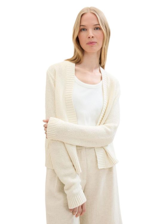 Tom Tailor Women knit structured cardigan (1041585/10315 Whisper White) - WeekendMode