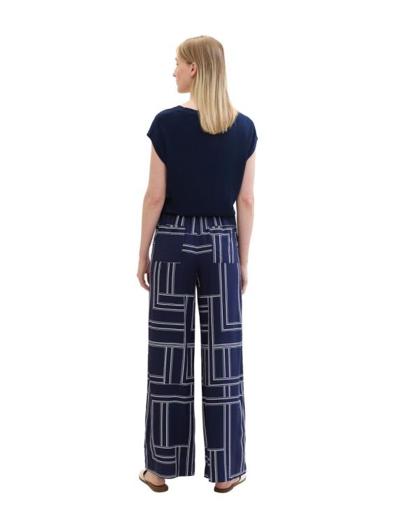 Tom Tailor Women loose fit palazzo pants (1041935/35284 navy geometric design) - WeekendMode
