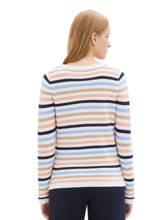 Tom Tailor Women sweater new ottoman NOS (1016350/34798 peach blue ottoman stripe) - WeekendMode