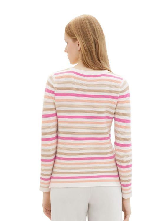 Tom Tailor Women sweater new ottoman NOS (1016350/34846 pink peach ottoman stripe) - WeekendMode