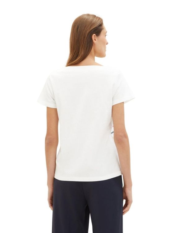 Tom Tailor Women T-shirt boat neck stripe (1041289/10315 Whisper White) - WeekendMode