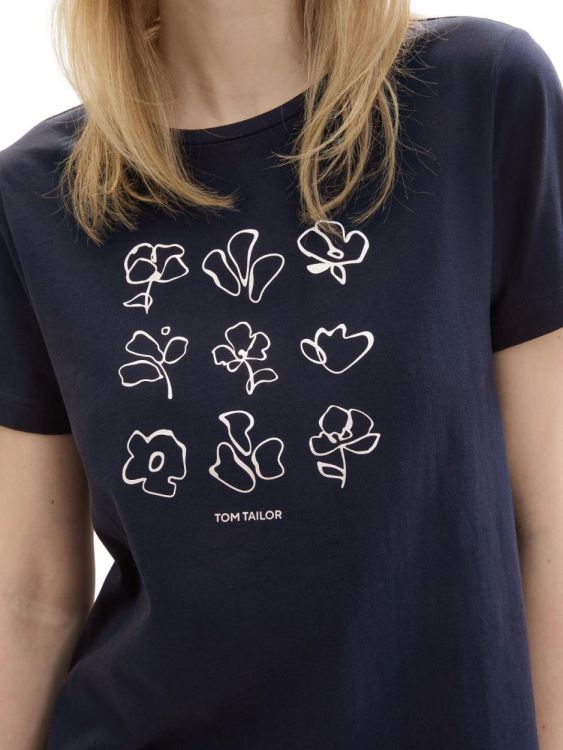 Tom Tailor Women T-shirt crew neck print (1040544/10668 sky captain blue) - WeekendMode