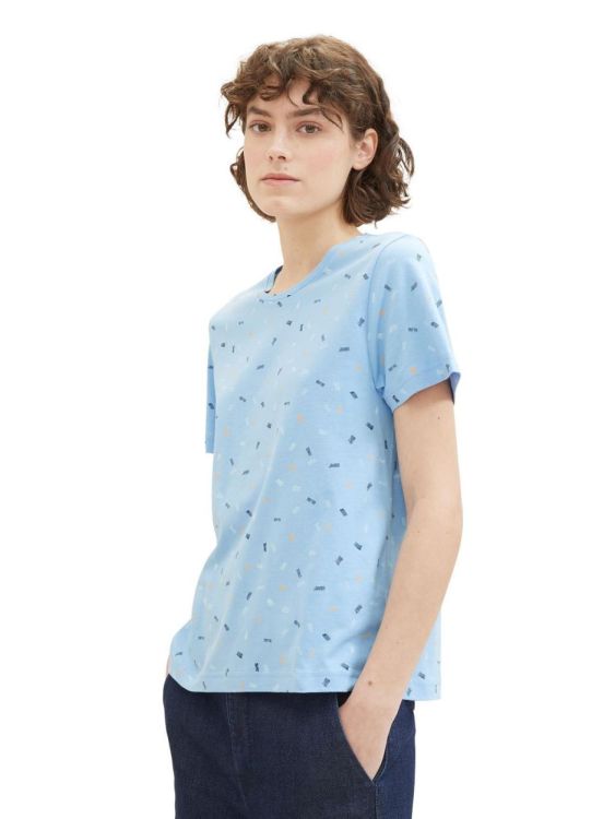 Tom Tailor Women T-shirt crew neck print NOS (1040544/34762 blue multicolor minimal) - WeekendMode