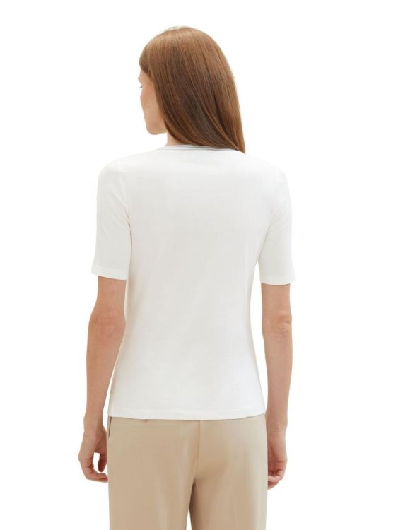 Tom Tailor Women T-shirt  stripe rib (1040581/10315 Whisper White) - WeekendMode